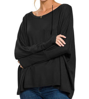 Dolmen Sleeve Shirt - Black