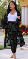 camo long sleeve kimono with leggings set