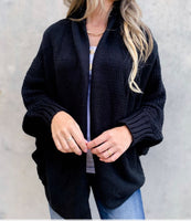 Black Knit Sleeve Cardigan