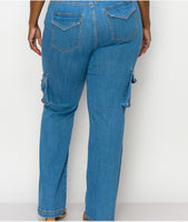 Curvy Cargo Straight Leg Jeans