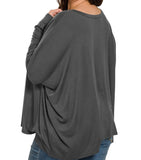 Curvy Dolmen Sleeve Shirt- Grey