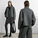 Women's Double-Faced Wool Coat | Oversized Stand Collar Winter Top