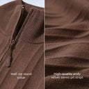 Half Zip Mock Neck Sweater - Minimalist Slim Knit Commuter Top