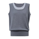 Women's Knit U-Neck Vest - Minimalist Sleeveless Commuter Sweater