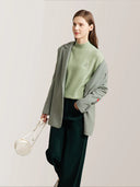 Women's Mock Neck Knitted Pullover - Minimalist Autumn Commuter Top