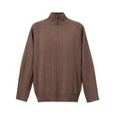 Half Zip Mock Neck Sweater - Minimalist Slim Knit Commuter Top