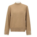 Women's Faux Layered Color Block Turtleneck Sweater - Casual Knit Top