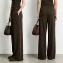 Mulberry Silk Blend Knit Trousers | Straight Leg Casual Women's Pants