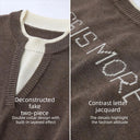 Women's Faux Layered Color Block Sweater - Minimalist Casual Knit