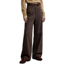 Women's Wide Leg Fleece Lined Cotton Denim Winter Trousers