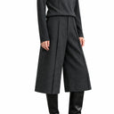 Women's Winter A-Line Wide Leg Shorts - Warm Commuter Mid-Length Pants