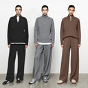 Half Zip Mock Neck Sweater - Minimalist Slim Knit Commuter Top
