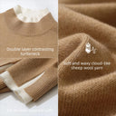 Women's Faux Layered Color Block Turtleneck Sweater - Casual Knit Top
