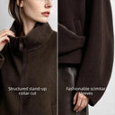 Women's Double-Faced Wool Coat | Oversized Stand Collar Winter Top