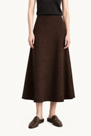 Women's A-Line Cotton Midi Skirt - Elegant Minimalist Commuter