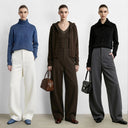 Women's Loose Winter Pants - Warm Elastic Waist Commuter Trousers