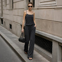 Mulberry Silk Blend Knit Trousers | Straight Leg Casual Women's Pants