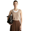 Women's Knit U-Neck Vest - Minimalist Sleeveless Commuter Sweater