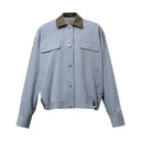 Women's Color Block Cotton Jacket - Minimalist Casual Commuter Top
