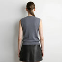 Women's Knit U-Neck Vest - Minimalist Sleeveless Commuter Sweater