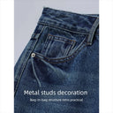 Women's High Waist Flared Jeans - 100% Cotton Vintage Denim Pants