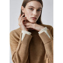 Women's Faux Layered Color Block Turtleneck Sweater - Casual Knit Top