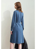Minimalist Denim Shirt Dress - Casual Long Sleeve Autumn Style