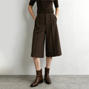 Women's Winter A-Line Wide Leg Shorts - Warm Commuter Mid-Length Pants