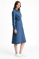Minimalist Denim Shirt Dress - Casual Long Sleeve Autumn Style