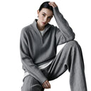 Half Zip Mock Neck Sweater - Minimalist Slim Knit Commuter Top