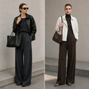 Mulberry Silk Blend Knit Trousers | Straight Leg Casual Women's Pants