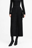 Women's Knit Pleated Midi Skirt - Minimalist A-Line Commuter Style