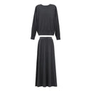 Women's Wool Sweater & A-Line Midi Skirt Set | Elegant Commuter