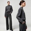 Women's Faux Layered Color Block Turtleneck Sweater - Casual Knit Top
