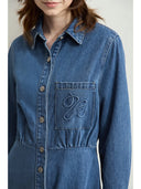 Minimalist Denim Shirt Dress - Casual Long Sleeve Autumn Style