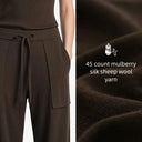 Mulberry Silk Blend Knit Trousers | Straight Leg Casual Women's Pants