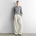 Women's Wide Leg Pleated Front Warm Winter Commuter Trousers