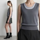 Women's Knit U-Neck Vest - Minimalist Sleeveless Commuter Sweater