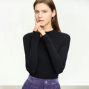 Women's Mock Neck Knit Top - Slim Fit Minimalist Layering Sweater