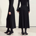Women's Knit Pleated Midi Skirt - Minimalist A-Line Commuter Style