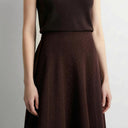 Women's A-Line Cotton Midi Skirt - Elegant Minimalist Commuter