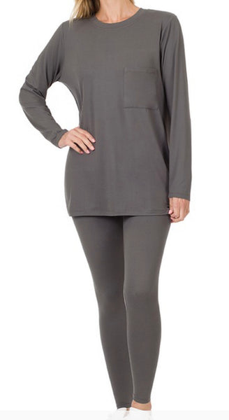 Curvy Front Pocket Top & Leggings Set Clearance