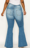 Curvy Flare Distressed Jeans