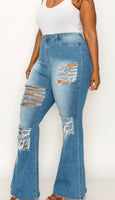 Curvy Flare Distressed Jeans