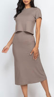 Ribbed Top and Midi Skirt Set clearance