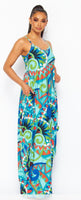 Blue colorful maxi dress