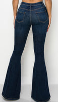 Dark Blue Flare Distressed Jeans