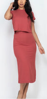 Ribbed Top and Midi Skirt Set clearance