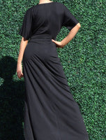 High split black dress