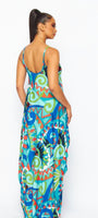 Blue colorful maxi dress